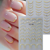 POWPOP French Line embossed stickers for elegant nails and quick application.
