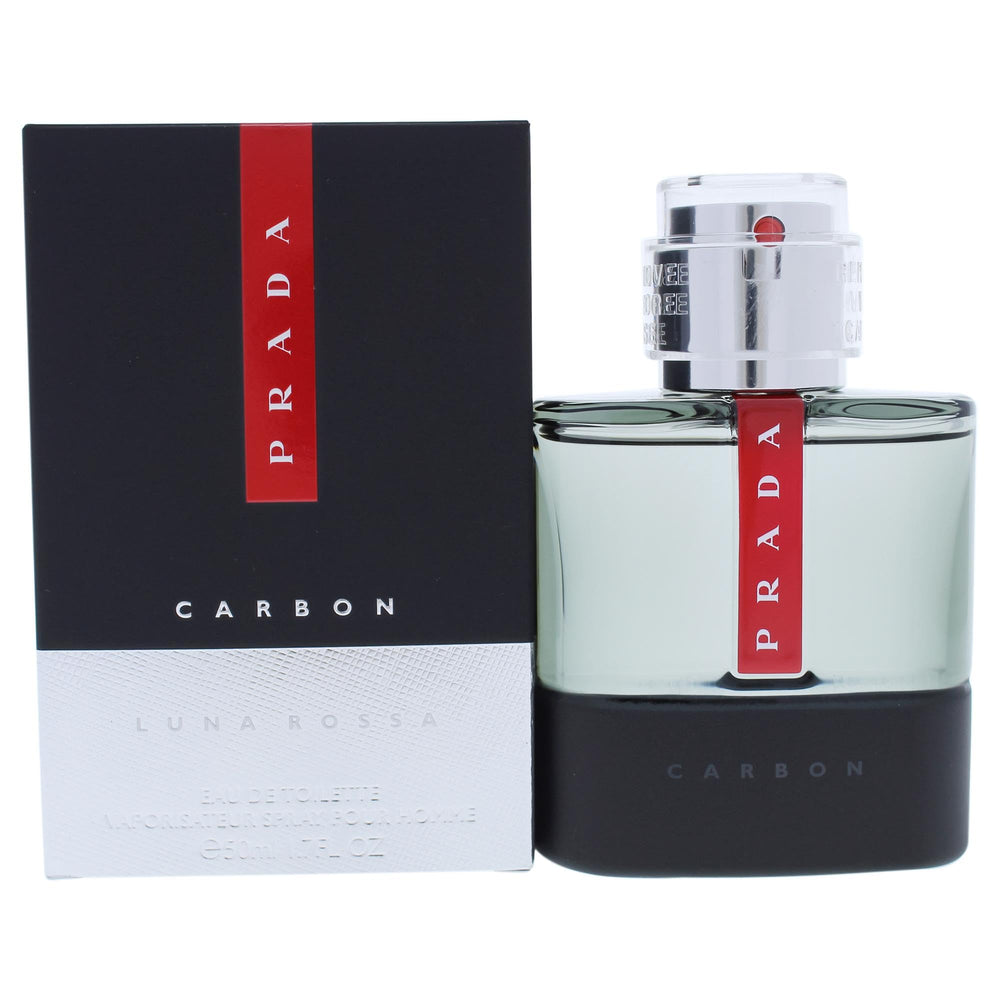 Prada Luna Rossa Carbon bottle close-up, premium masculine fragrance for everyday confidence.