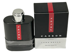 Side profile of Prada Luna Rossa Carbon mini edt 9ml bottle