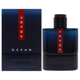 Prada Luna Rossa Ocean bottle front view with fresh bergamot for daily freshness.