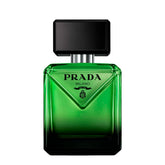 Prada Paradigme bottle front view with a sleek masculine silhouette for daily wear.