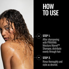 Aplicación en la mano de Pravana Moisture Marvel para una distribución uniforme.