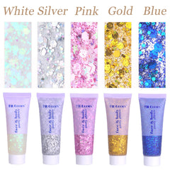 Destellos para cabello de Prehot en rosa y dorado para peinado llamativo.