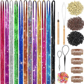 Prehot Hair Tinsel Kit with 3600 strands adds sparkling color for quick party-ready looks