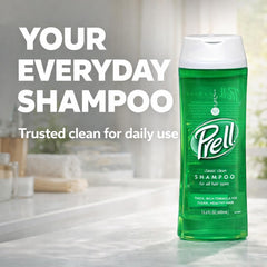 Prell Original Green Shampoo — espuma abundante para cabello limpio y suave.