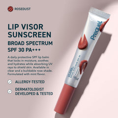 Prequel Skin Lip Visor Rosedust mint-flavor tube for refreshing lip protection.