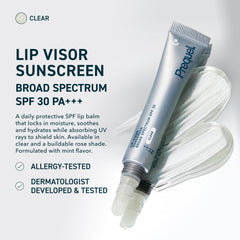 Prequel Lip Visor SPF 30 balm for broad protection and non-sticky wear.