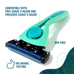 Preserve POPi five-blade precision refills adapt to contours.