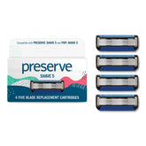 Preserve Shave 5 ceramic-coated blades provide a silky glide for a close shave.