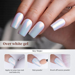 Pretty Diva Aurora iridescent finish on nails for a luminous manicure