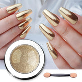 Pretty Diva polvo cromo Champagne Oro, acabado espejo duradero para uñas
