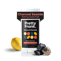 Pretty Frank desodorante barra carbon activado aroma costero para piel sensible.