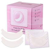 Pretty memory foam eye pads secure placement for lash extensions during treatment.