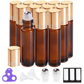PrettyCare 12-pack 10ml roller bottles for portable essential oil storage.
