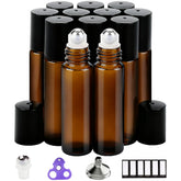 PrettyCare amber glass 10ml bottle with roller for light-sensitive blends.