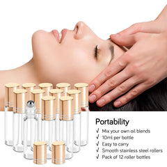 PrettyCare refillable glass roller bottle designed for DIY perfumes and massage oils.