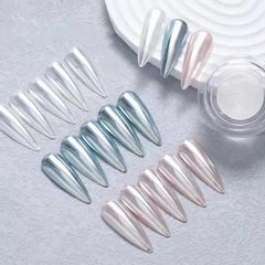 Pretty Diva aplicación polvo cromo blanco, uso sencillo para uñas.