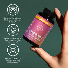 USA-made label on Primal Harvest bottle signaling quality hair nutrition.