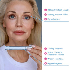 Prime Prometics PrimeLash mascara brush close-up for smooth, clump-free application.