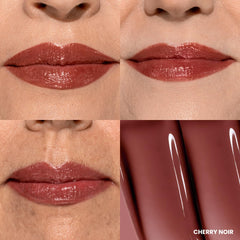 PrimePrometics PrimeLip color payoff on lips with light gloss.