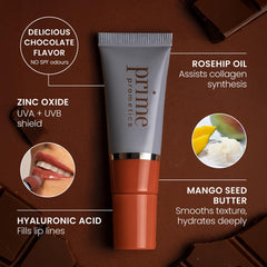 PrimeLip on lips highlighting hydration with a smooth, luminous finish.