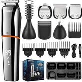 PRITECH beard trimmer 6-in-1 kit in action for precise facial grooming.