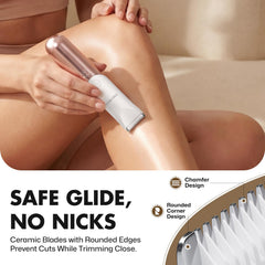 PRITECH Bikini Trimmer foil shaver head close-up for quick finishing.