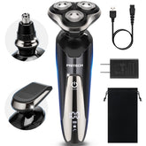 PRITECH electric razor for face shaving with contour-following blades for a smooth finish.