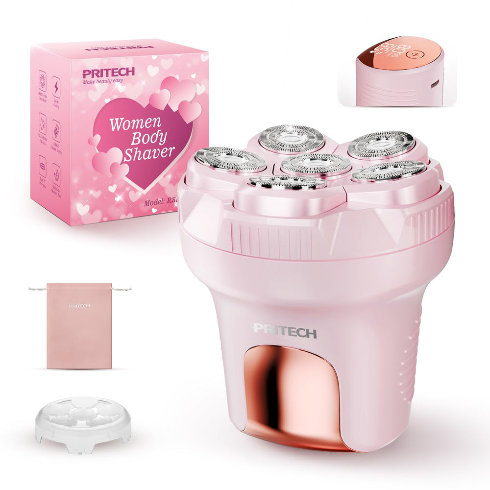 PRITECH electric razor for women with 6D floating head for smooth full-body grooming.