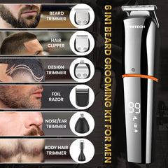 PRITECH trimmer with LED display indicating battery level.