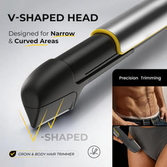 PRITECH Body Trimmer guard combs ensure safe trimming across hair lengths.