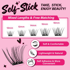 PRO LASHBEAUTY self-adhesive technology leaves no glue residue.
