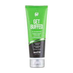 Pro Tan Get Buffed exfoliante-cuerpo-pre-tan, exfolia e prepara la piel para un bronceado uniforme.