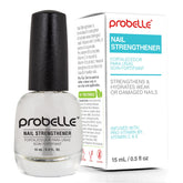 Probelle fortalezedor de uñas en botella transparente para uñas más fuertes.