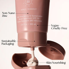 Project Reef SPF 50 mineral sunscreen lotion in squeeze-tube ready for travel.