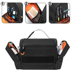 Prokva Tactical Toiletry Bag top flap pocket separates damp items.