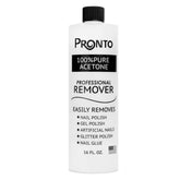 Pronto acetona 100% en botella de 16 oz para eliminar esmalte con eficacia.