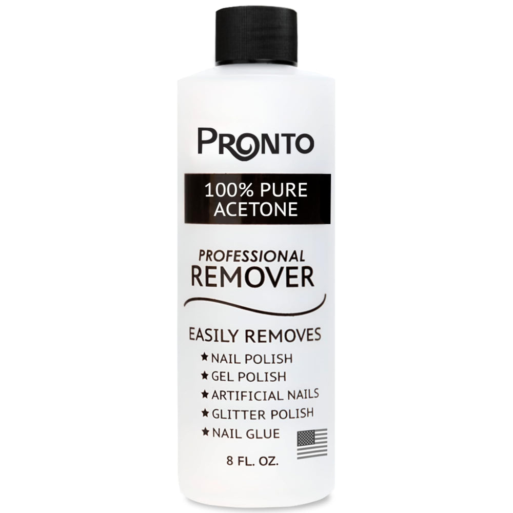 Pronto acetone remover bottle for fast gel polish removal.