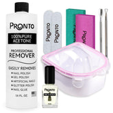 Pronto gel nail remover kit 16oz acetone bottle for at-home gel removal.