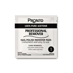 Pronto nail polish remover pads, individually wrapped for hygiene and on-the-go use.