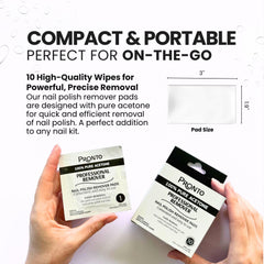 Pronto pure acetone wipes, ready-to-use for fast color removal.
