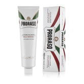 Proraso shaving cream with oatmeal and green tea creates a rich lather for a smooth shave.