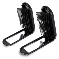 Psyqtsuary foldable hair brush with mirror for travel touch-ups.