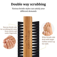 Pumice Valley double-sided fingernail brush for thorough nail cleaning.