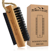 Pumice Valley wooden finger nail brush with beechwood handle for comfortable cleaning.