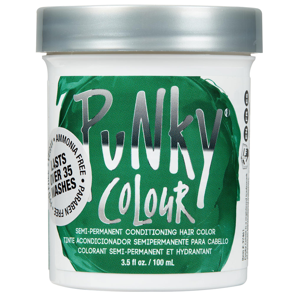 Punky Alpine Green bottle shows vibrant semi-permanent color with conditioning benefits