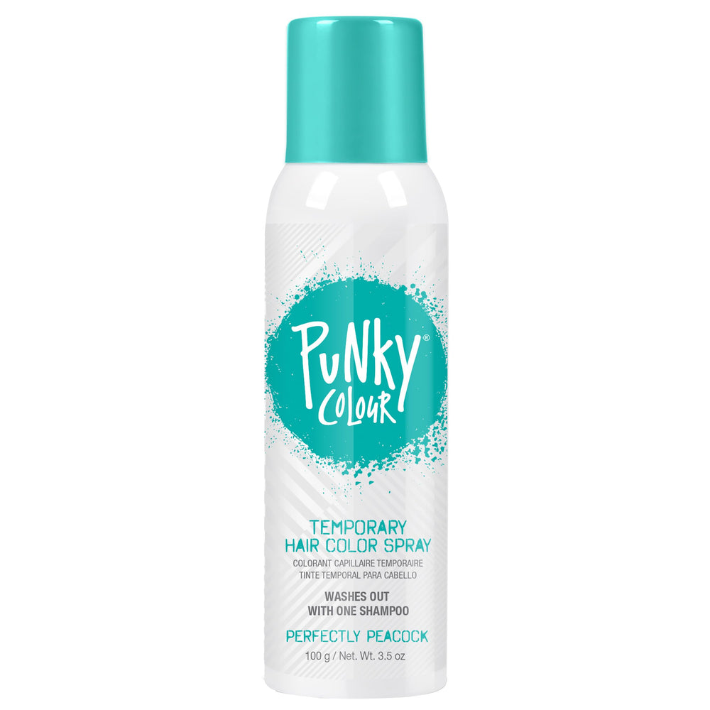 Punky Perfectly Peacock spray bottle demonstrates quick color application for a fun event look.
