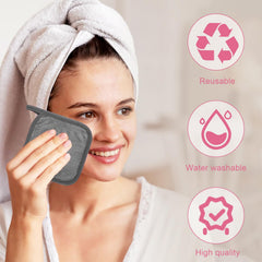 Usa el paño Puomue con agua tibia para eliminar maquillaje sin frotar.