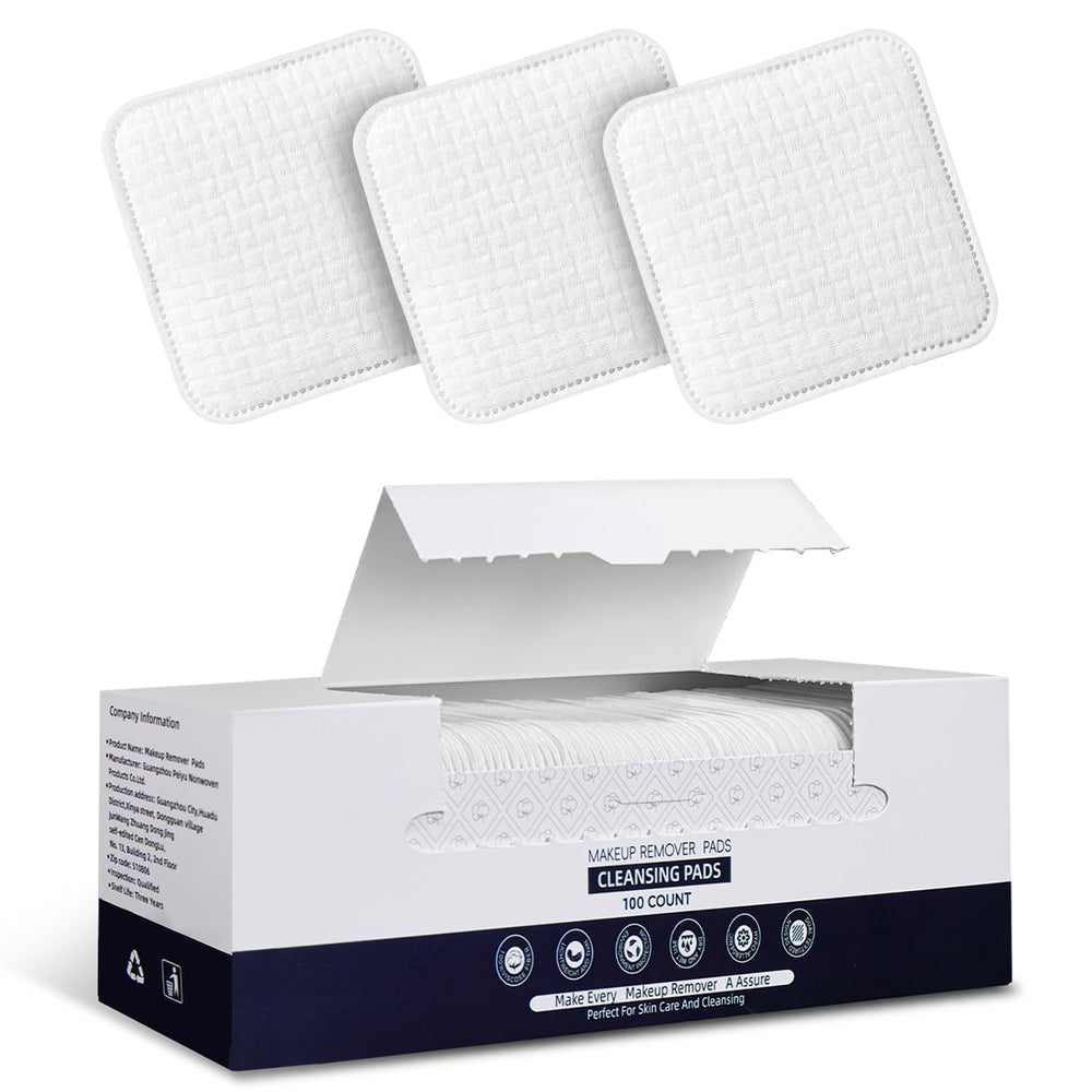 PUPUPE premium cotton pads pack front, lint-free for gentle cleansing and makeup removal.