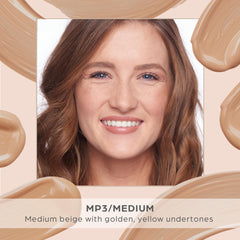 Medium swatch of PÜR MINERALS 4-in-1 tinted moisturizer on skin